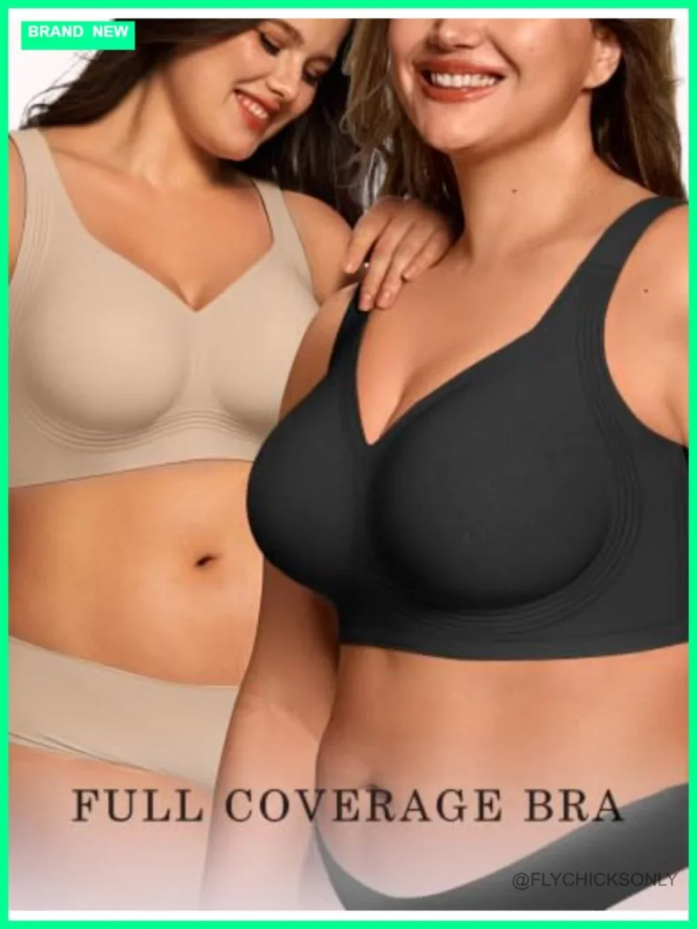 Wireless Push Up Bra Plus Size Full Coverage No Underwire Wide Straps